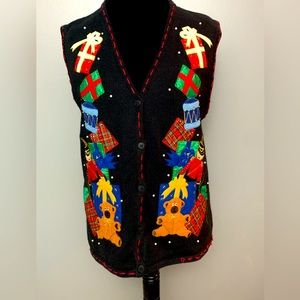 Bobbie Brooks Christmas Sweatervest Button Holiday Cardigan Sz XL (16/18)